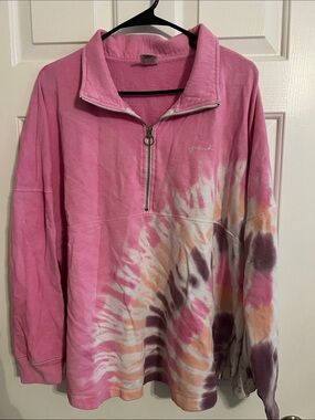 PINK Victoria's Secret Pink Tie-Dye Quarter-Zip Pullover